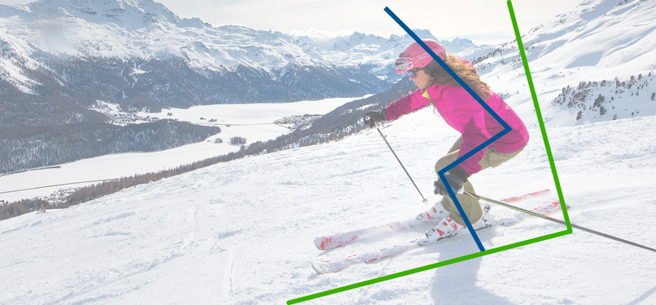posición para esquiar con nieve primavera