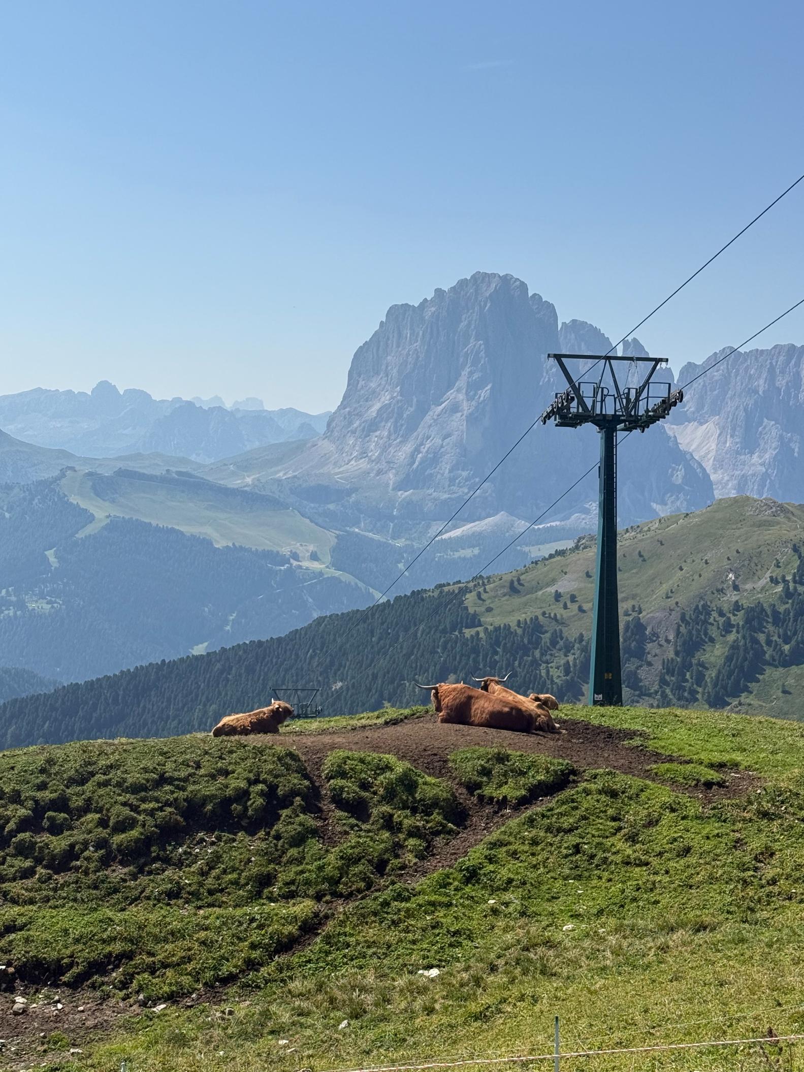 Panorámica de Seceda con los picos afilados de los Odle
