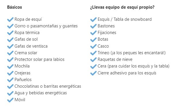 Tu ropa para ir a la nieve [checklist + infografía]